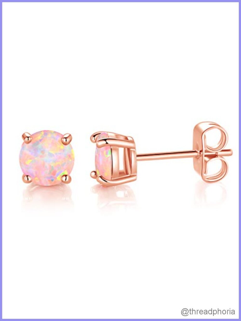 Opal Stud Earrings for Women 18K White Gold Plated Prong Set